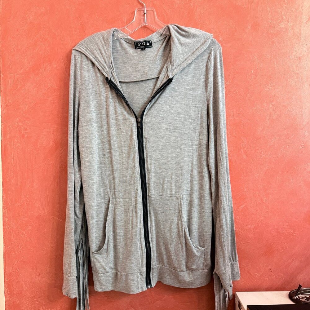 POL lightweight fringed hoodie size small